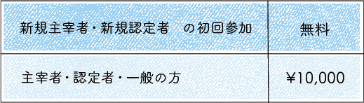 新規主催者・新規認定者の初回参加/新規主催者・新規認定者一般の方 ¥10,000